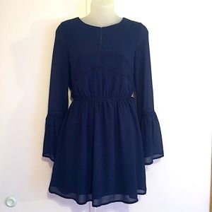 SPEECHLESS Navy Blue Dress with Bell Sleeves, Sz S